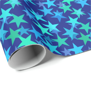 Moderne geometrische sterren, kobalt Blue en Turqu Cadeaupapier