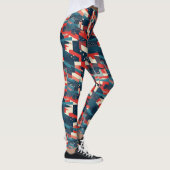 Moderne geometrische sterren US vlag patroon Leggings (Rechts)