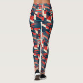 Moderne geometrische sterren US vlag patroon Leggings (Achterkant)
