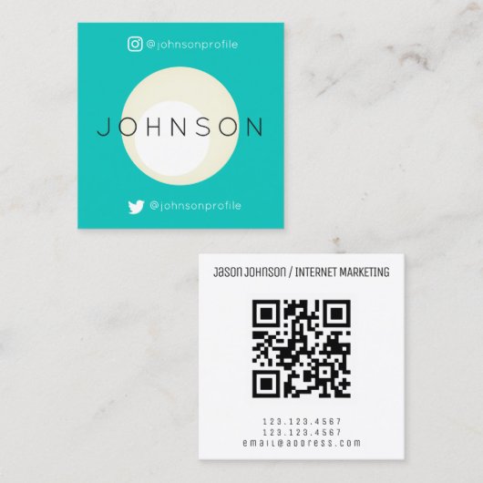 Moderne geometrische stijl met QR-code Vierkante Visitekaartje (Voorkant / Achterkant)