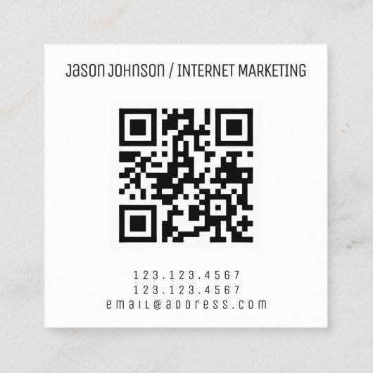 Moderne geometrische stijl met QR-code Vierkante Visitekaartje (Achterkant)
