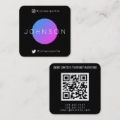 Moderne geometrische stijl met QR-code zwart bewer Vierkante Visitekaartje (Voorkant / Achterkant)