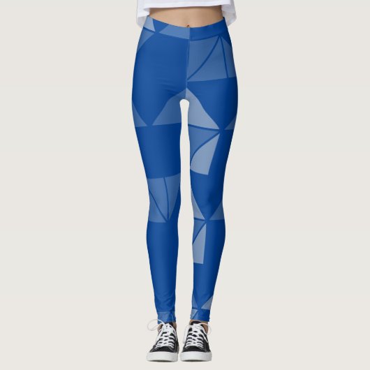 Moderne geometrische stijl op marineblauw ontwerp leggings (Voorkant)