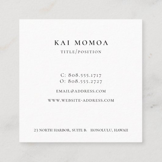 Moderne Geometrische strand Logo Vierkante Visitekaartje (Achterkant)