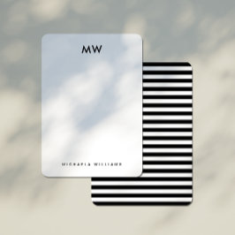 Moderne Geometrische Streep Monogrammed Initiaal & Notitiekaartje