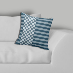 Moderne geometrische strepen & Checker Yellow Kussen