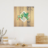 Moderne geometrische Succulents Planter & Wood Poster (Keuken)