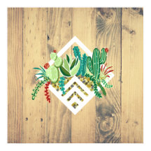 Moderne geometrische Succulents Planter & Wood