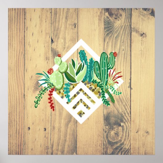 Moderne geometrische Succulents Planter & Wood Poster (Voorkant)