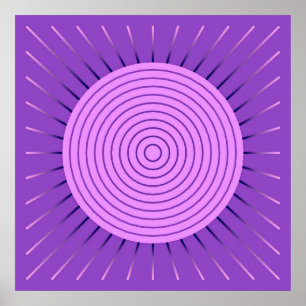 Moderne Geometrische Sunburst - Amethyst Paars Poster