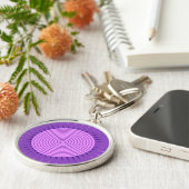 Moderne Geometrische Sunburst - Amethyst Paars Sleutelhanger (Zijkant)