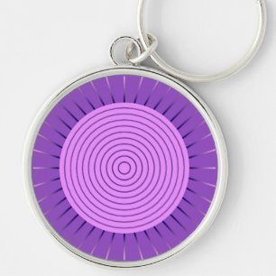 Moderne Geometrische Sunburst - Amethyst Paars Sleutelhanger