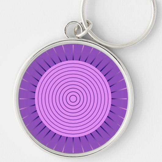 Moderne Geometrische Sunburst - Amethyst Paars Sleutelhanger (Voorkant)