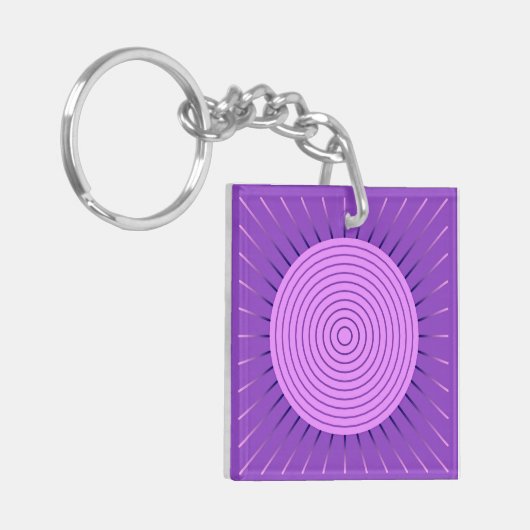 Moderne Geometrische Sunburst - Amethyst Paars Sleutelhanger (Voorkant Links)