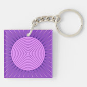 Moderne Geometrische Sunburst - Amethyst Paars Sleutelhanger (Achterkant)
