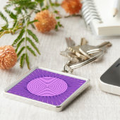 Moderne Geometrische Sunburst - Amethyst Paars Sleutelhanger (Zijkant)