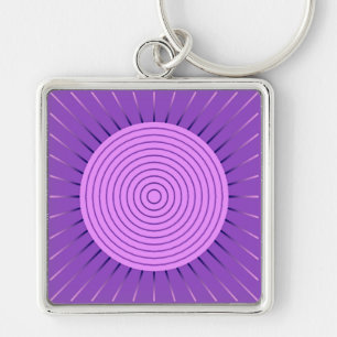 Moderne Geometrische Sunburst - Amethyst Paars Sleutelhanger