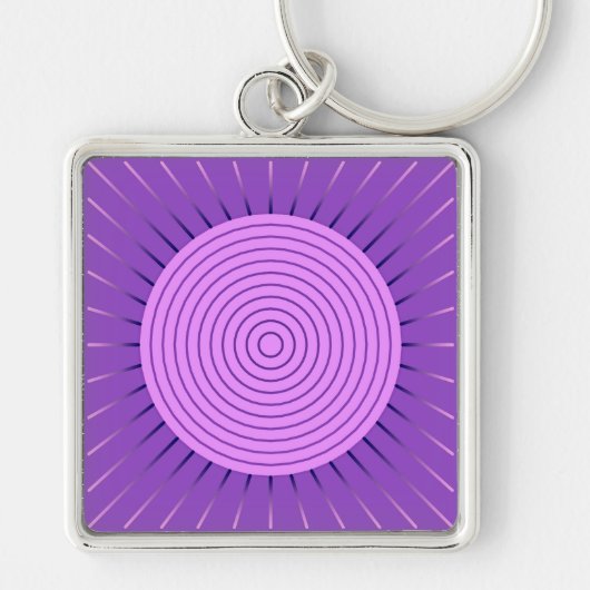 Moderne Geometrische Sunburst - Amethyst Paars Sleutelhanger (Voorkant)