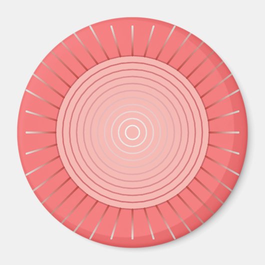 Moderne Geometrische Sunburst - Diepe Coral Pink Magneet (Voorkant)