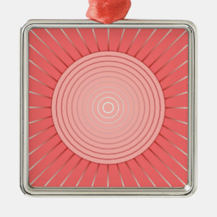 Moderne Geometrische Sunburst - Diepe Coral Pink Metalen Ornament