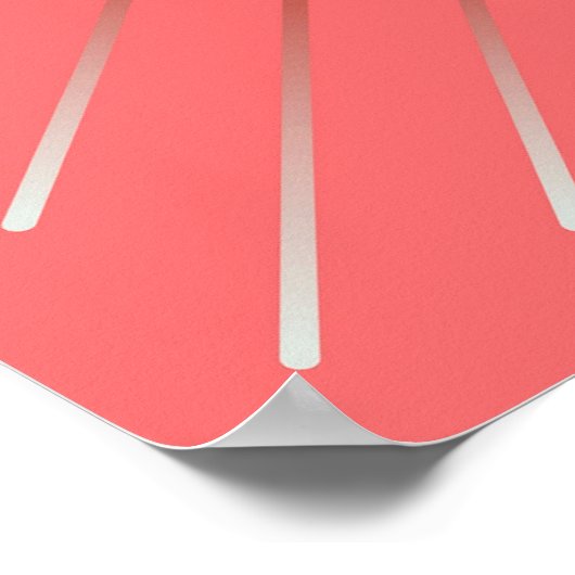 Moderne Geometrische Sunburst - Diepe Coral Pink Poster (Hoek)