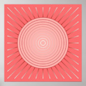 Moderne Geometrische Sunburst - Diepe Coral Pink Poster (Voorkant)