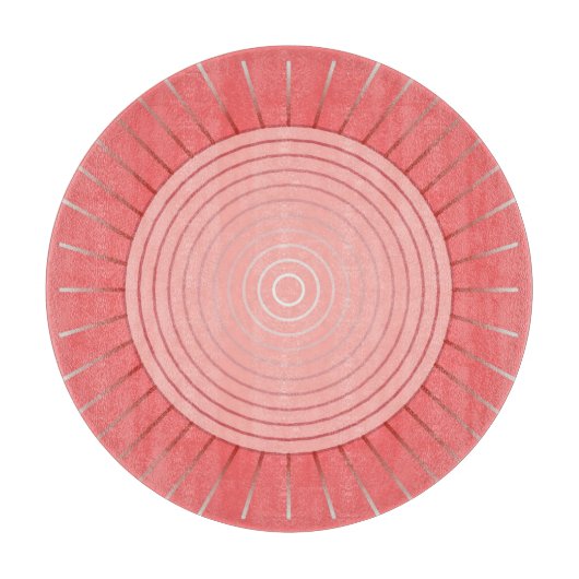 Moderne Geometrische Sunburst - Diepe Coral Pink Snijplank (Voorkant)