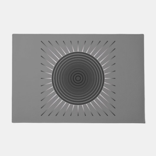 Moderne Geometrische Sunburst - Donkere Hematitegr Deurmat (Voorkant)