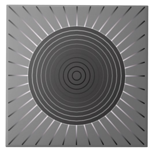 Moderne Geometrische Sunburst - Donkere Hematitegr Tegeltje (Voorkant)