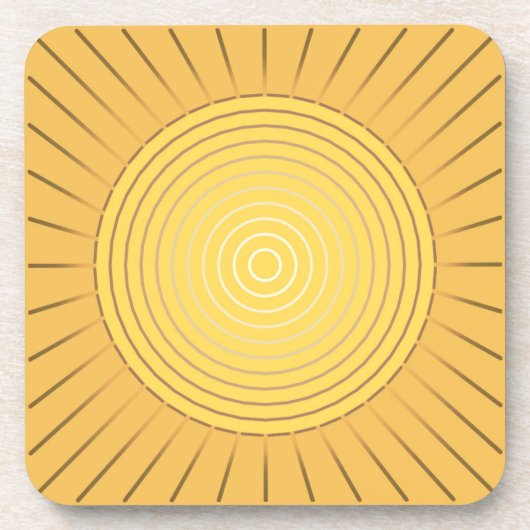 Moderne Geometrische Sunburst - Mustard Gold / Gee Bier Onderzetter (Voorkant)