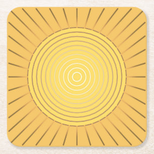Moderne Geometrische Sunburst - Mustard Gold / Gee Kartonnen Onderzetters