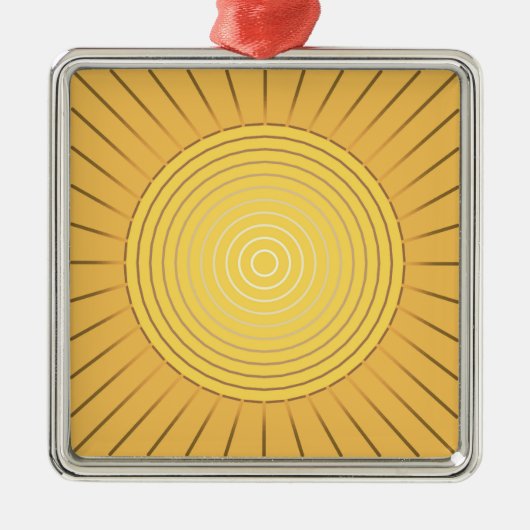 Moderne Geometrische Sunburst - Mustard Gold / Gee Metalen Ornament (Voorkant)
