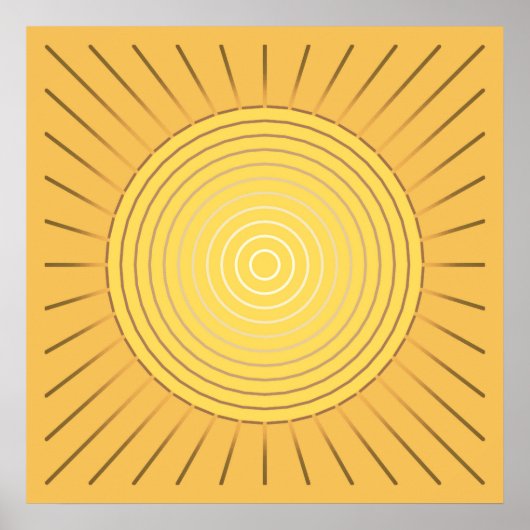Moderne Geometrische Sunburst - Mustard Gold / Gee Poster (Voorkant)