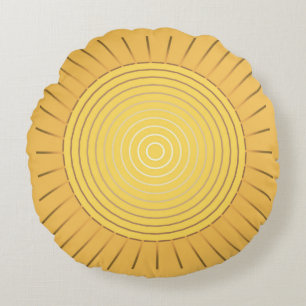 Moderne Geometrische Sunburst - Mustard Gold / Gee Rond Kussen