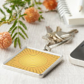 Moderne Geometrische Sunburst - Mustard Gold / Gee Sleutelhanger (Zijkant)