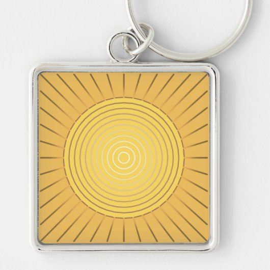 Moderne Geometrische Sunburst - Mustard Gold / Gee Sleutelhanger (Voorkant)