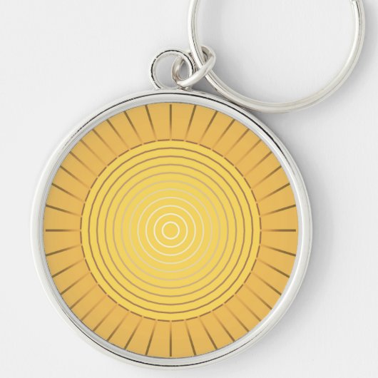 Moderne Geometrische Sunburst - Mustard Gold / Gee Sleutelhanger (Voorkant)