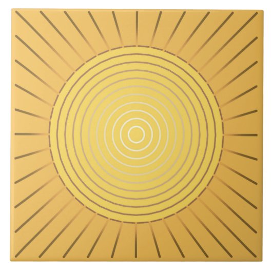 Moderne Geometrische Sunburst - Mustard Gold / Gee Tegeltje (Voorkant)