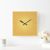 Moderne Geometrische Sunburst - Mustard Gold / Gee Vierkante Klok (Huis)