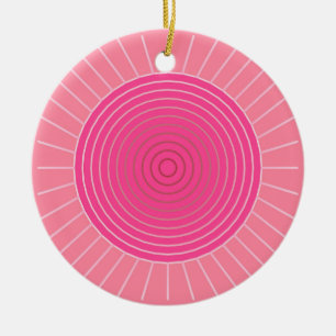 Moderne Geometrische Sunburst - Shades van Koraalr Keramisch Ornament