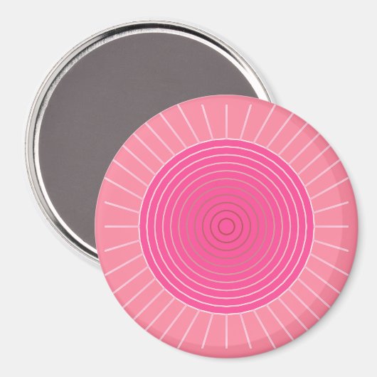 Moderne Geometrische Sunburst - Shades van Koraalr Magneet (Voorkant / Achterkant)