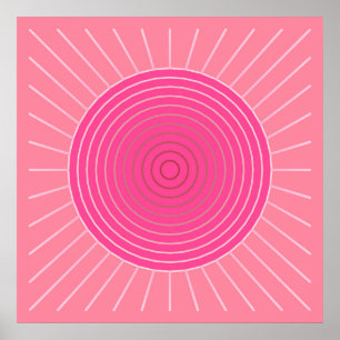 Moderne Geometrische Sunburst - Shades van Koraalr Poster