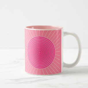 Moderne Geometrische Sunburst - Shades van Koraalr Tweekleurige Koffiemok