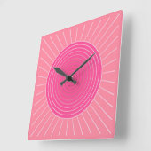 Moderne Geometrische Sunburst - Shades van Koraalr Vierkante Klok (Hoek)