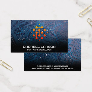 Moderne Geometrische Technologie Logo   blauwe pri Visitekaartje