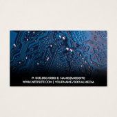 Moderne Geometrische Technologie Logo | blauwe pri Visitekaartje (Achterkant)