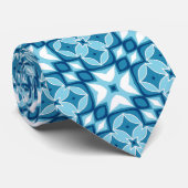 Moderne geometrische Tegel Patroon Denim Blue en W Stropdas (Opgerold)