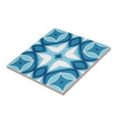 Moderne geometrische Tegel Patroon Denim Blue en W Tegeltje (Zijkant)