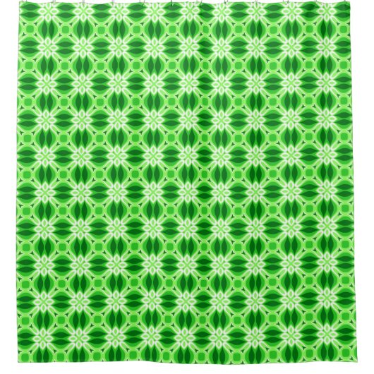 Moderne geometrische Tegel Pattern Emerald Green Douchegordijn (Voorkant)