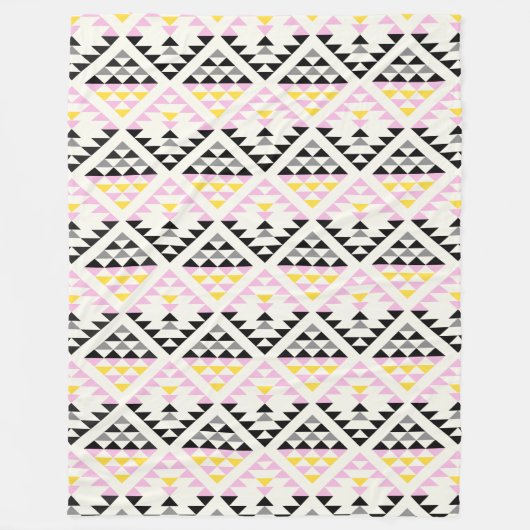 Moderne geometrische tegels driehoekspatroon roze  fleece deken (Voorkant)